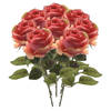 Emerald Kunstbloemen boeket roos Simone - 8x - roze - 45 cm - decoratie bloemen - Kunstbloemen