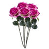 Emerald Kunstbloem roos Simone - 5x - fuchsia - 45 cm - decoratie bloemen - Kunstbloemen