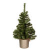 Mini kerstboom groen - in grijze kunststof pot - 60 cm - kunstboom - Kunstkerstboom