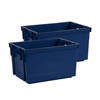 EDA Opbergbox/opbergkrat 20 L - 2x - blauw - kunststof - 39 x 29 x 23 - stapelbaar/nestbaar - Opbergbox