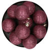 Kerstversiering set glitter kerstballen aubergine roze 6 - 8 -10 cm - pakket van 50x stuks - Kerstbal