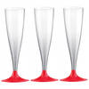 Champagneglazen - 10x - plastic - 140 ml - rood - herbruikbaar - Champagneglazen