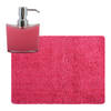 MSV badkamer droogloop tapijt - Langharig - 50 x 70 cm - incl zeeppompje 260 ml - fuchsia roze - Badmatjes