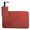 MSV badkamer droogloop mat/tapijt Kiezel - 50 x 80 cm - zelfde kleur zeeppompje - terracotta - Badmatjes