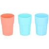 3x drinkbekers - Kunststof - 380 ml - 12 x 8 cm - 3 kleuren - Drinkbekers