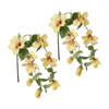 Louis Maes kunstbloemen - 2x - Hibiscus - geel - hangende tak van 165 cm - Hawaii/zomer thema - Kunstbloemen