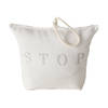 Boltze deurstopper zak - 2 kilo - wit - polyester - 23 x 10 cm - stop tekst - Deurstoppers