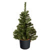 Mini kerstboom groen - in antraciet grijze kunststof pot - 60 cm - kunstboom - Kunstkerstboom