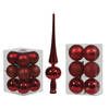 Kerstversiering set kerstballen met piek rood 6 - 8 cm - pakket van 55x stuks - Kerstbal