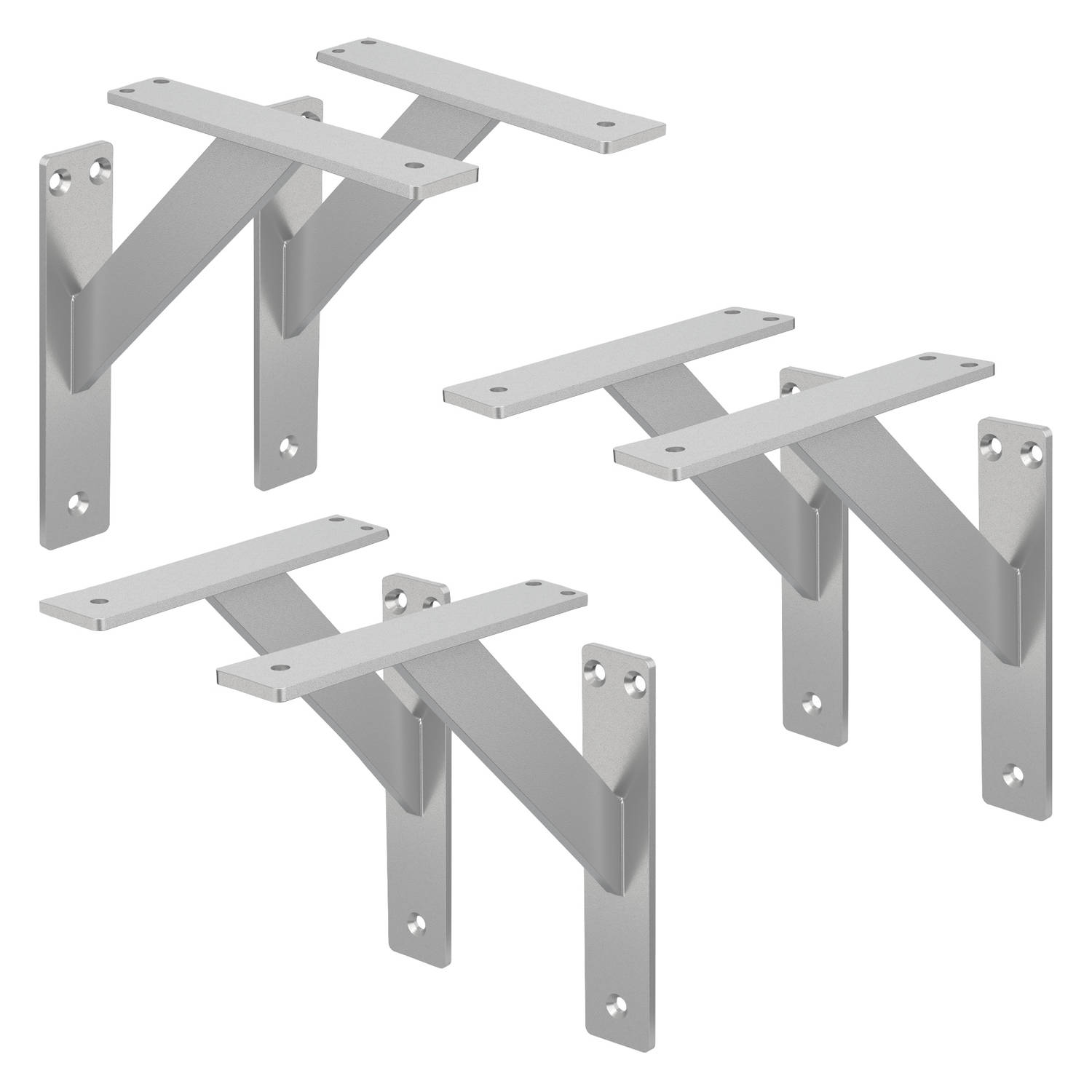 ML-Design 6 stuks plankdrager 180x180 mm, zilver, aluminium, zwevende plankdrager, plankdrager, wanddrager voor plankdrager, plankdrager voor wandmontage, wandplankdrager plankdrag