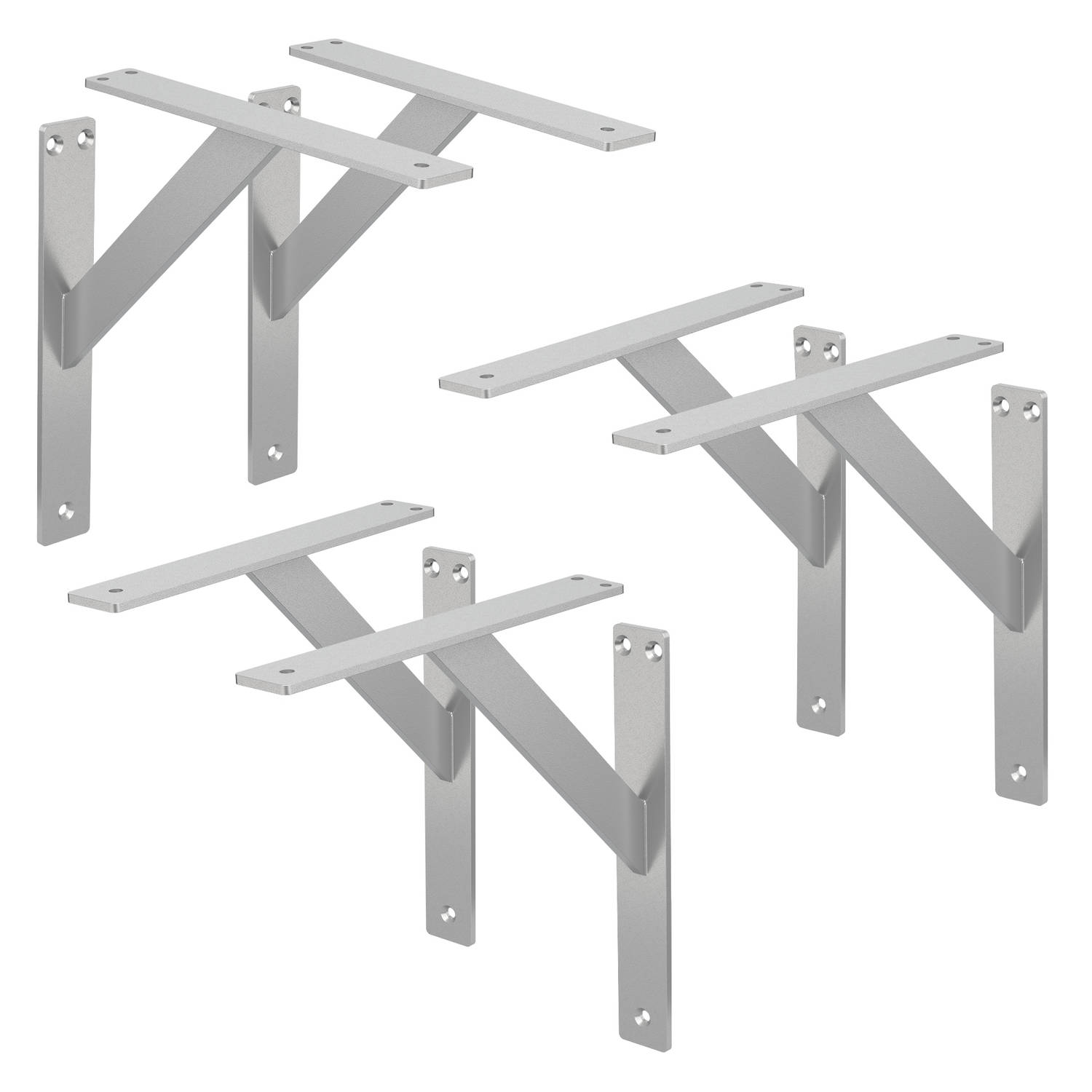 ML-Design 6 stuks plankdrager 240x240 mm, zilver, aluminium, zwevende plankdrager, plankdrager, wanddrager voor plankdrager, plankdrager voor wandmontage, wandplankdrager plankdrag