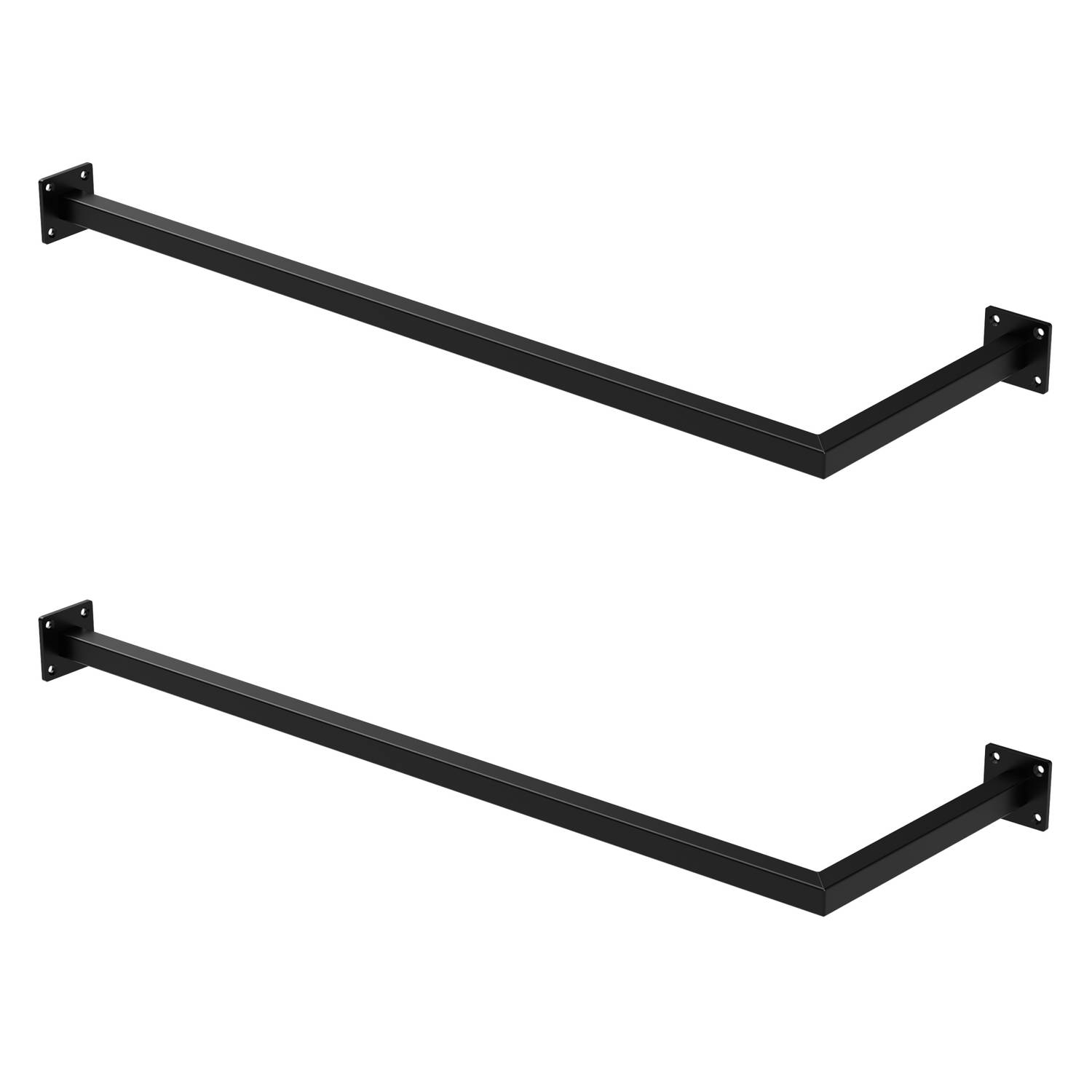 Kledingstang hoek voor wand 30x90 cm zwart staal ML-Design
