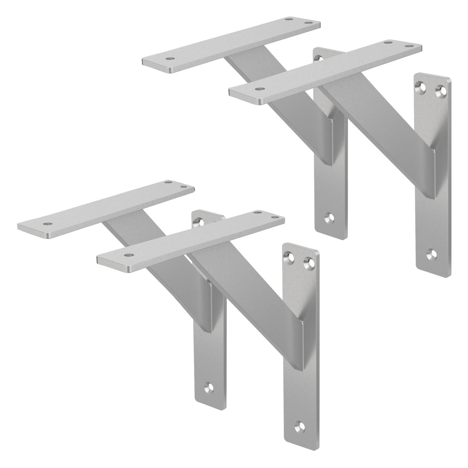 ML-Design 4 stuks plankdrager 180x180 mm, zilver, aluminium, zwevende plankdrager, plankdrager, wanddrager voor plankdrager, plankdrager voor wandmontage, wandplankdrager plankdrag