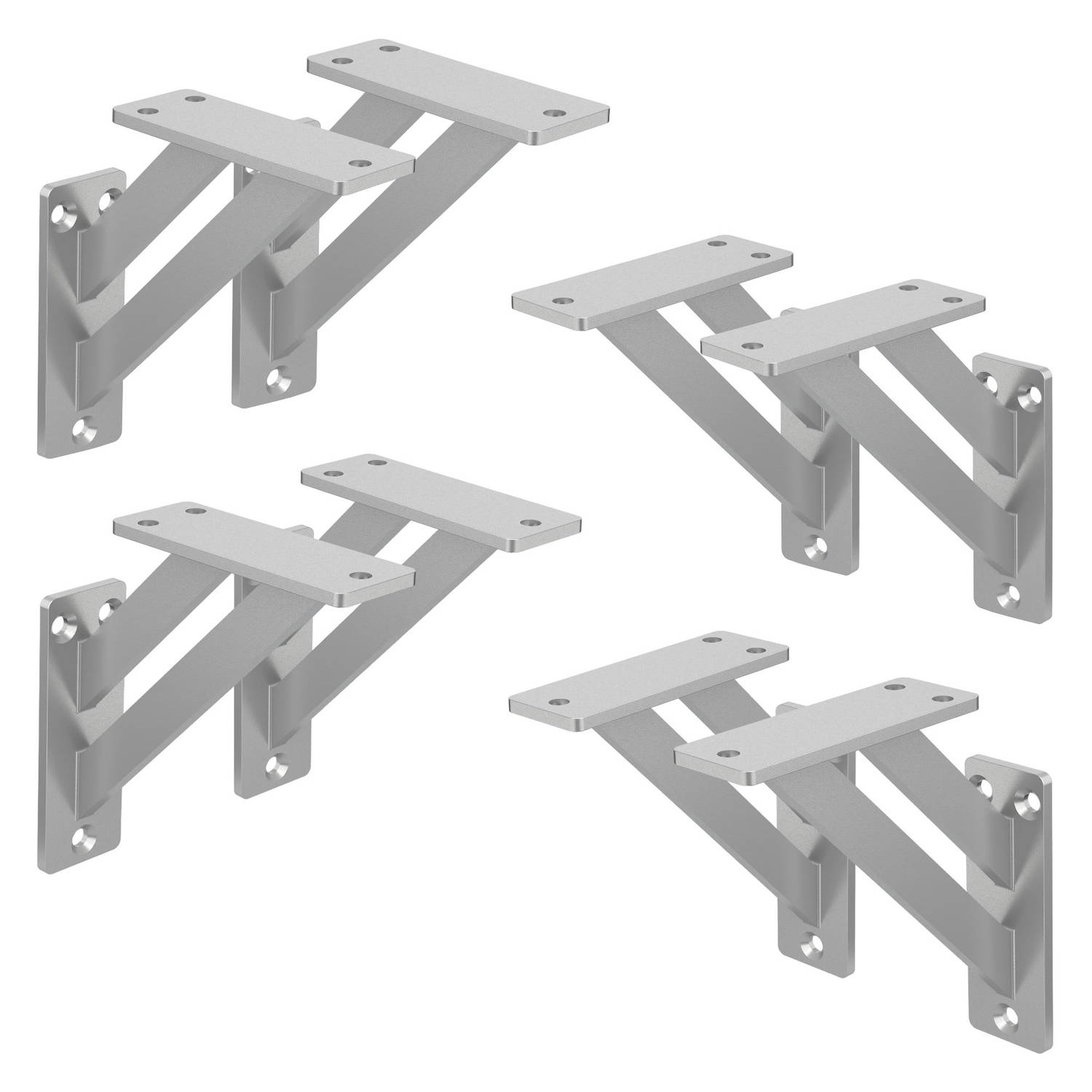ML-Design 8 stuks plankdrager 120x120 mm, zilver, aluminium, zwevende plankdrager, plankdrager, wanddrager voor plankdrager, plankdrager voor wandmontage, wandplankdrager plankdrag