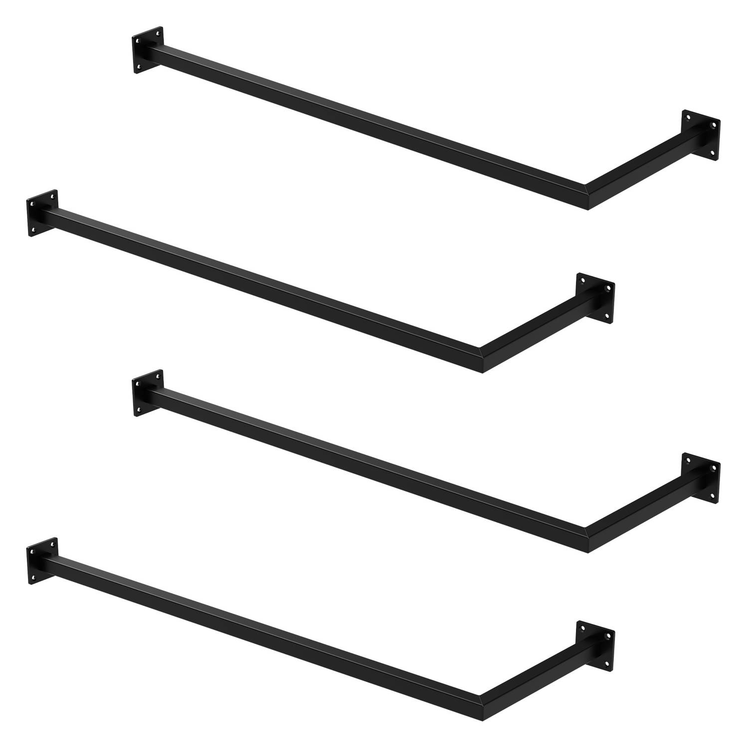 Kledingstang hoek voor wand 30x90 cm zwart staal ML-Design