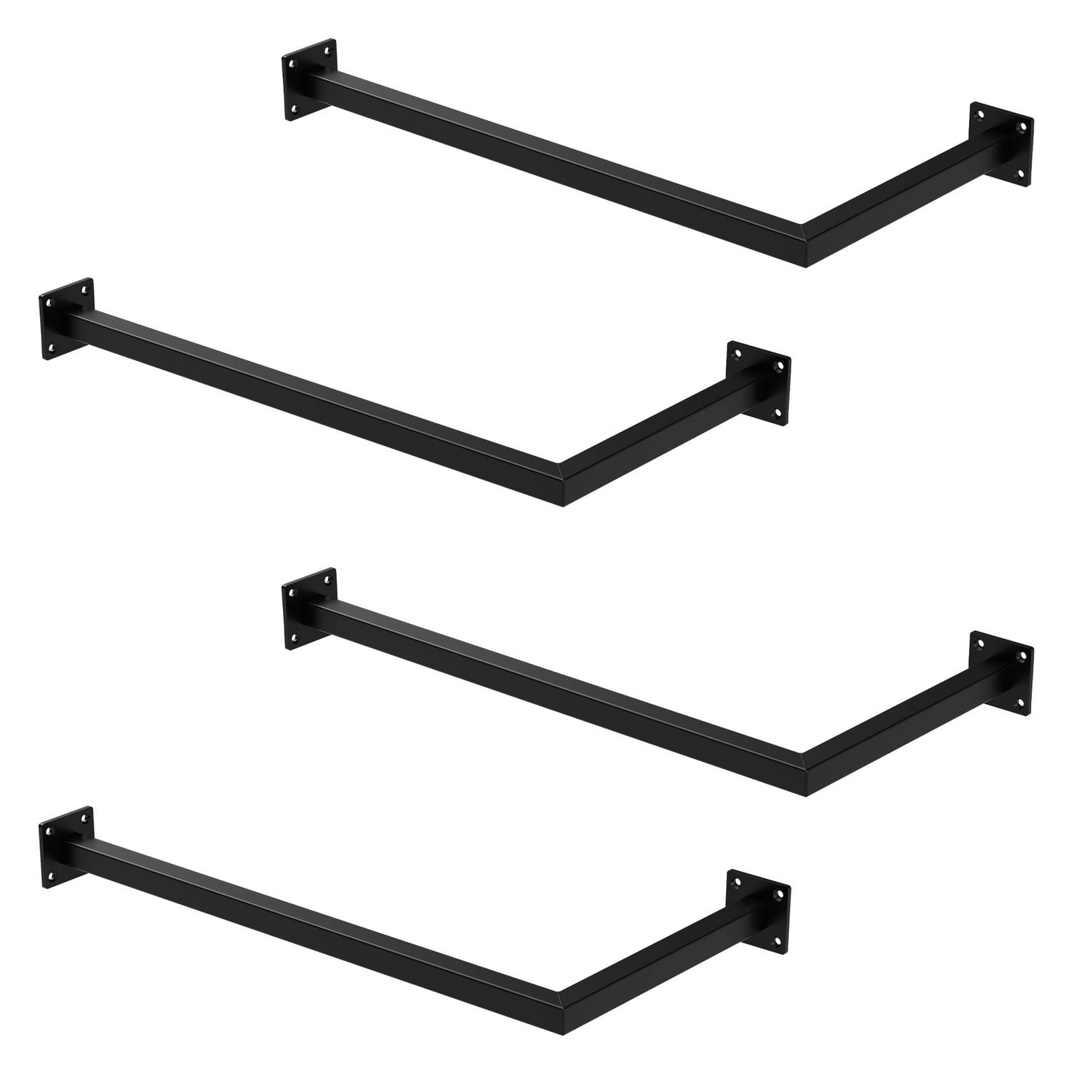 Kledingstang hoek voor wand 30x60 cm zwart staal ML-Design