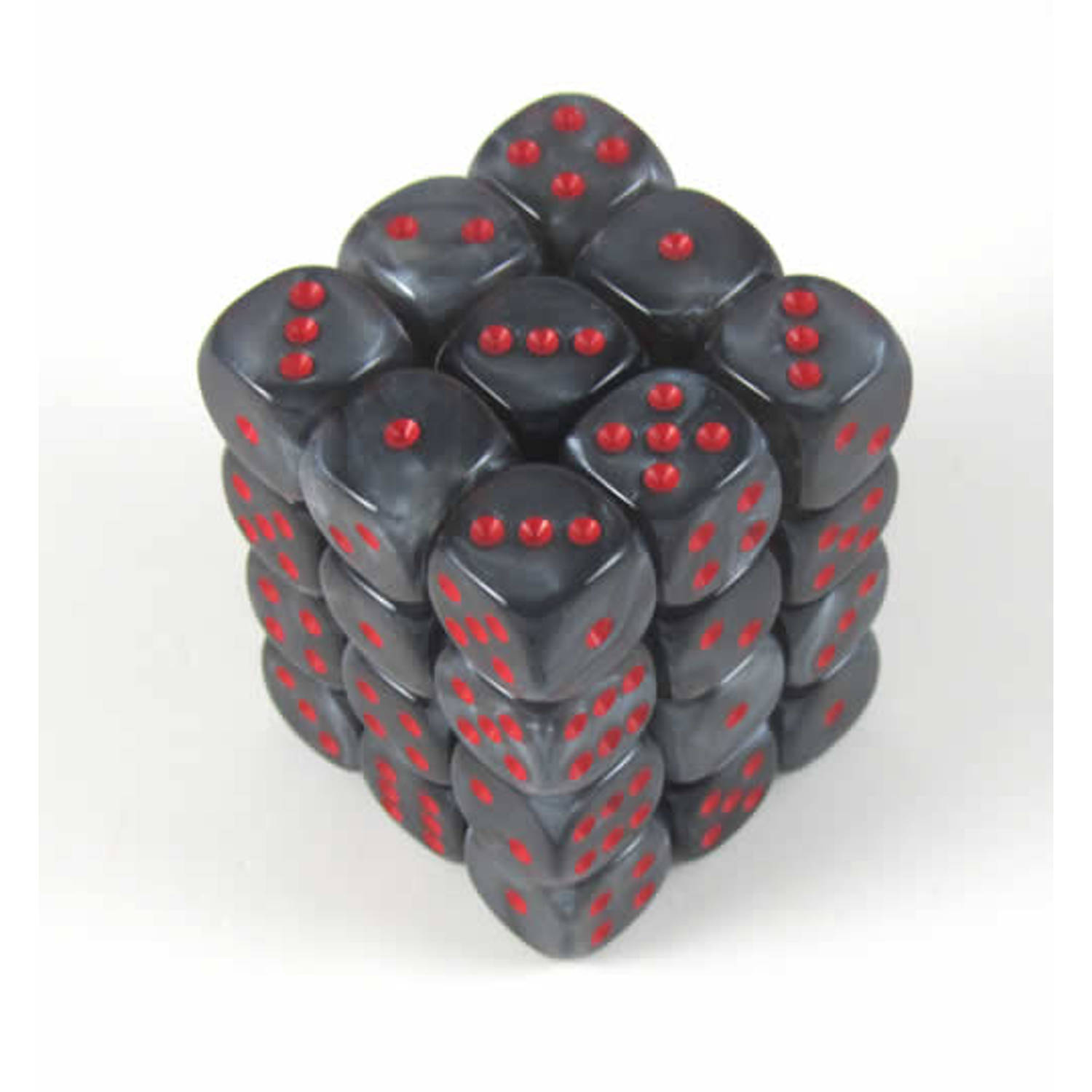 Chessex Velvet Black/red D6 12mm Dobbelsteen Set (36 stuks)