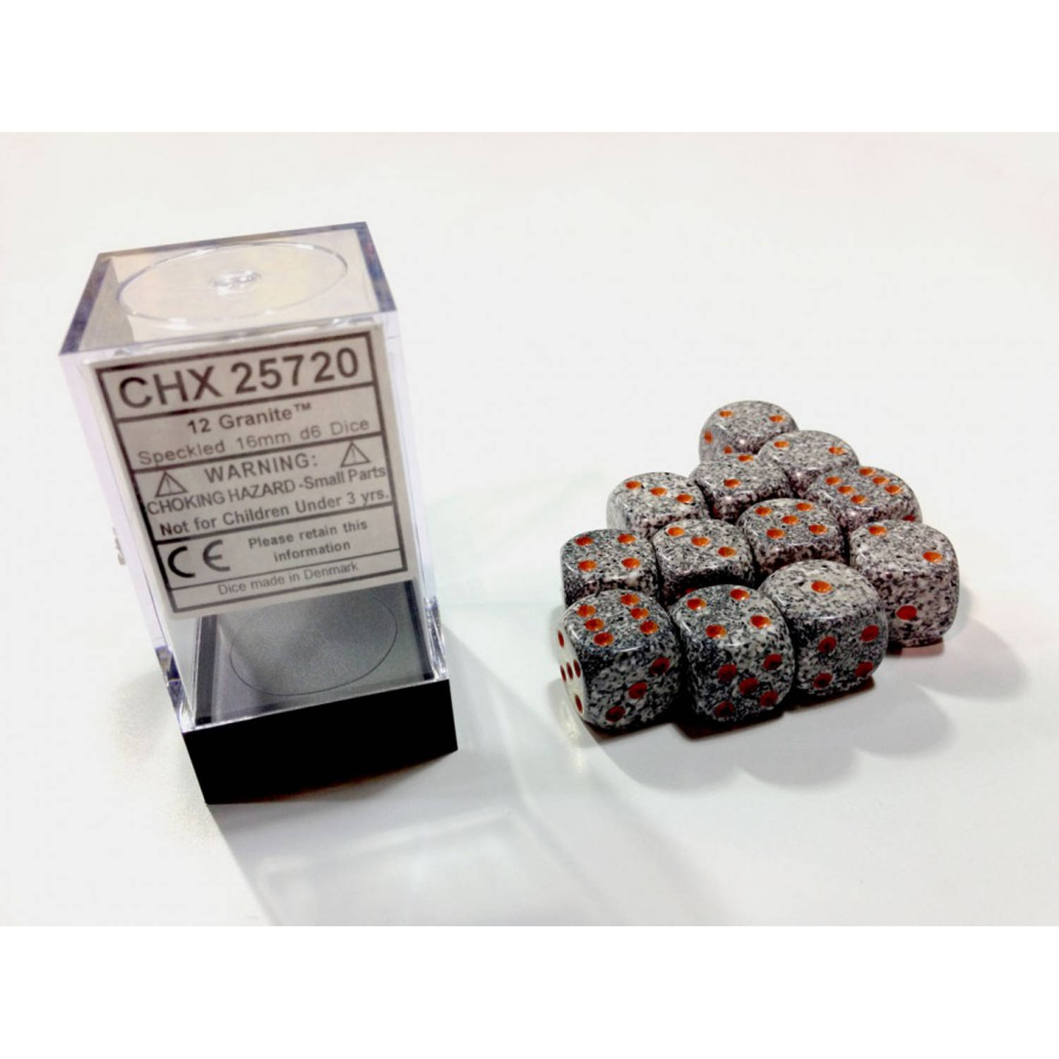 Chessex Granite Speckled D6 16mm Dobbelsteen Set (12 stuks)