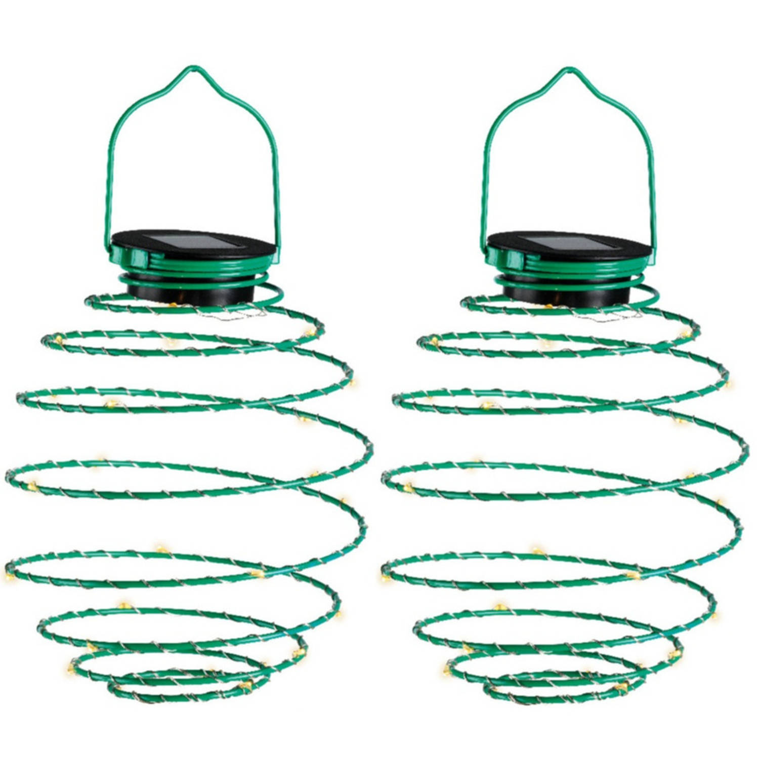 Lumineo Hanglamp 2x solar verlichting groen D16 cm metaal tuinverlichting Buitenverlichting