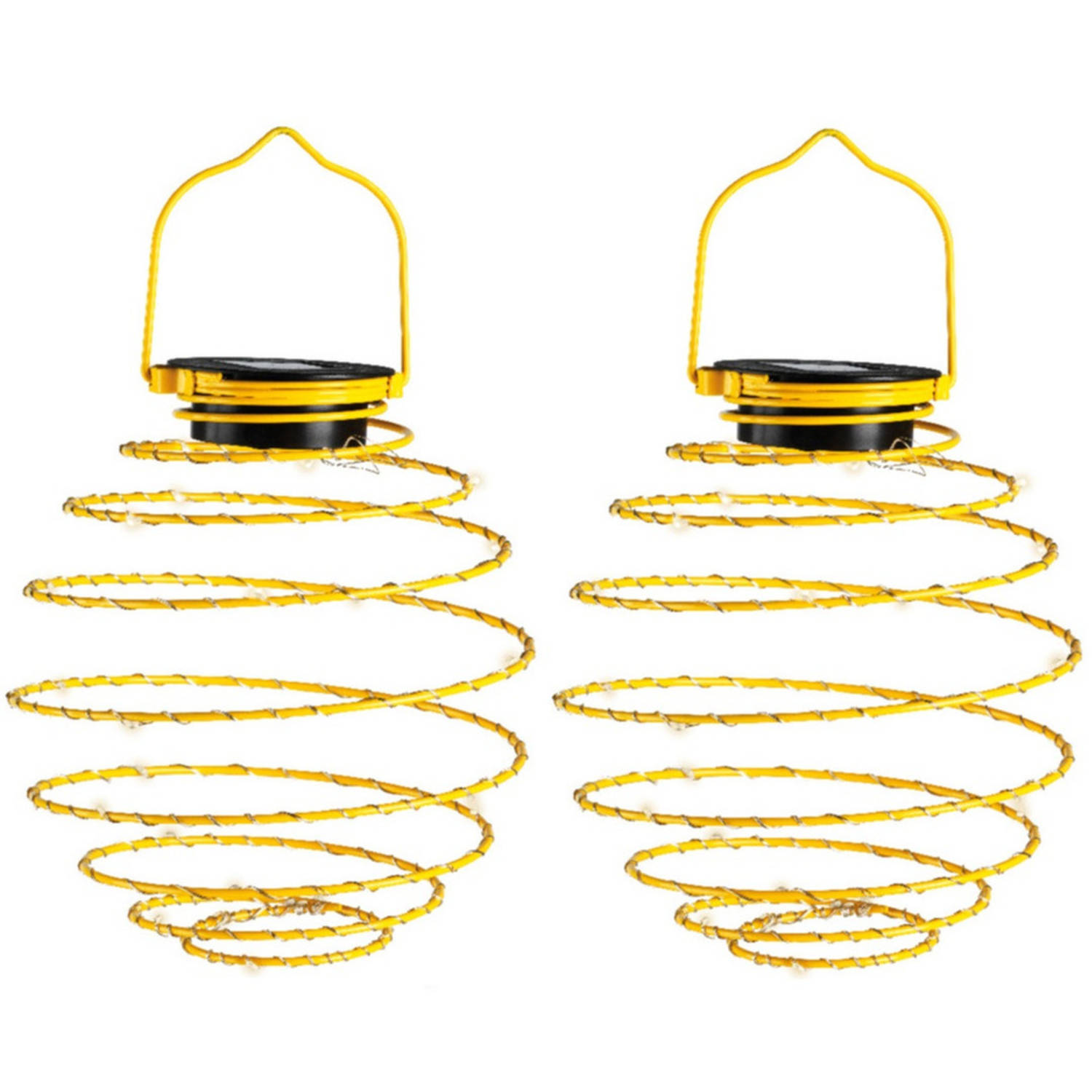Lumineo Hanglamp 2x solar verlichting geel D16 cm metaal tuinverlichting Buitenverlichting