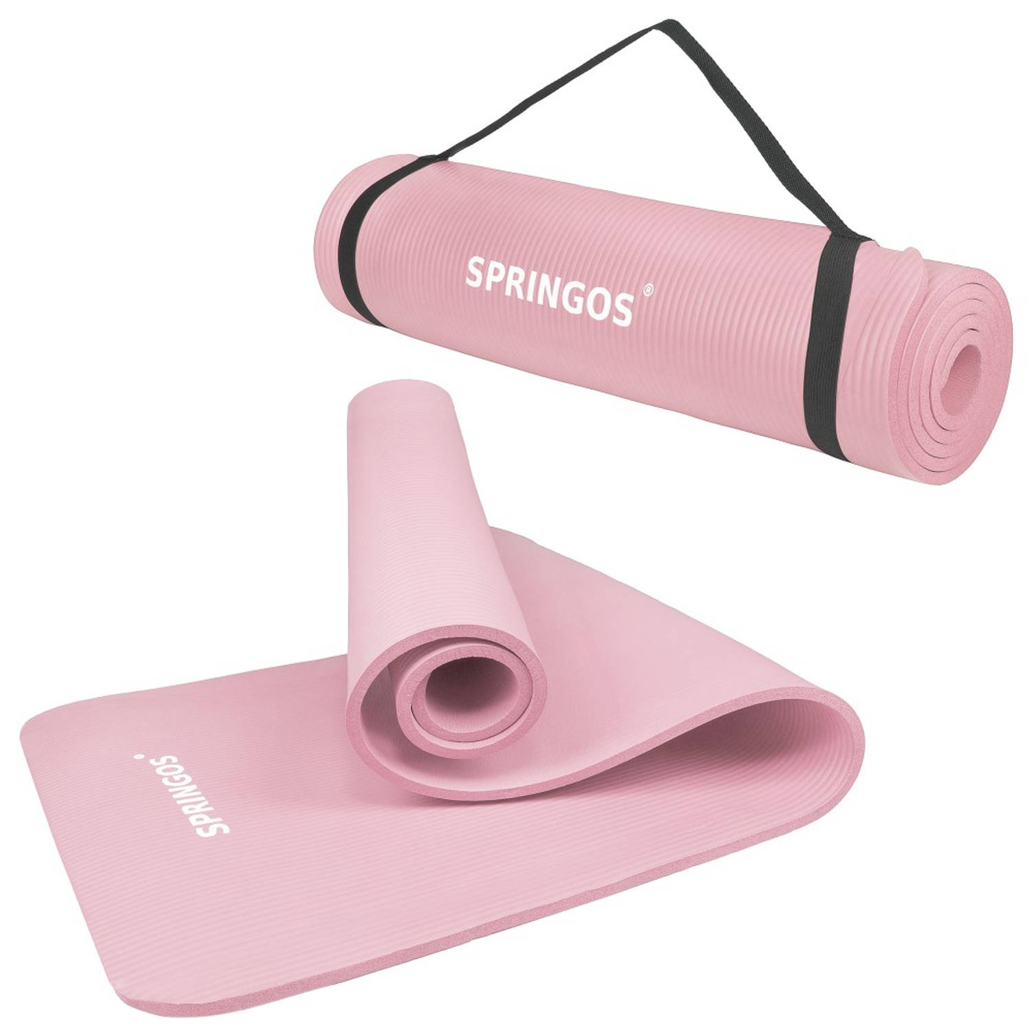 Springos Yoga Mat - Fitnessmat - Premium Kwaliteit - Anti Slip - 61 x 183 x 1 cm - Roze