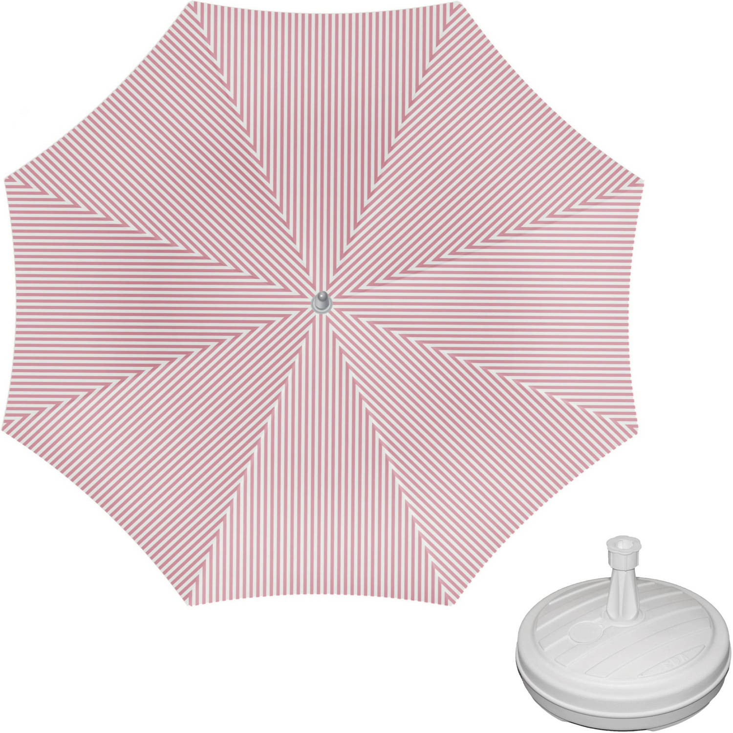 Parasol - Rood/wit - D160 cm - incl. draagtas - parasolvoet - 42 cm - Parasols