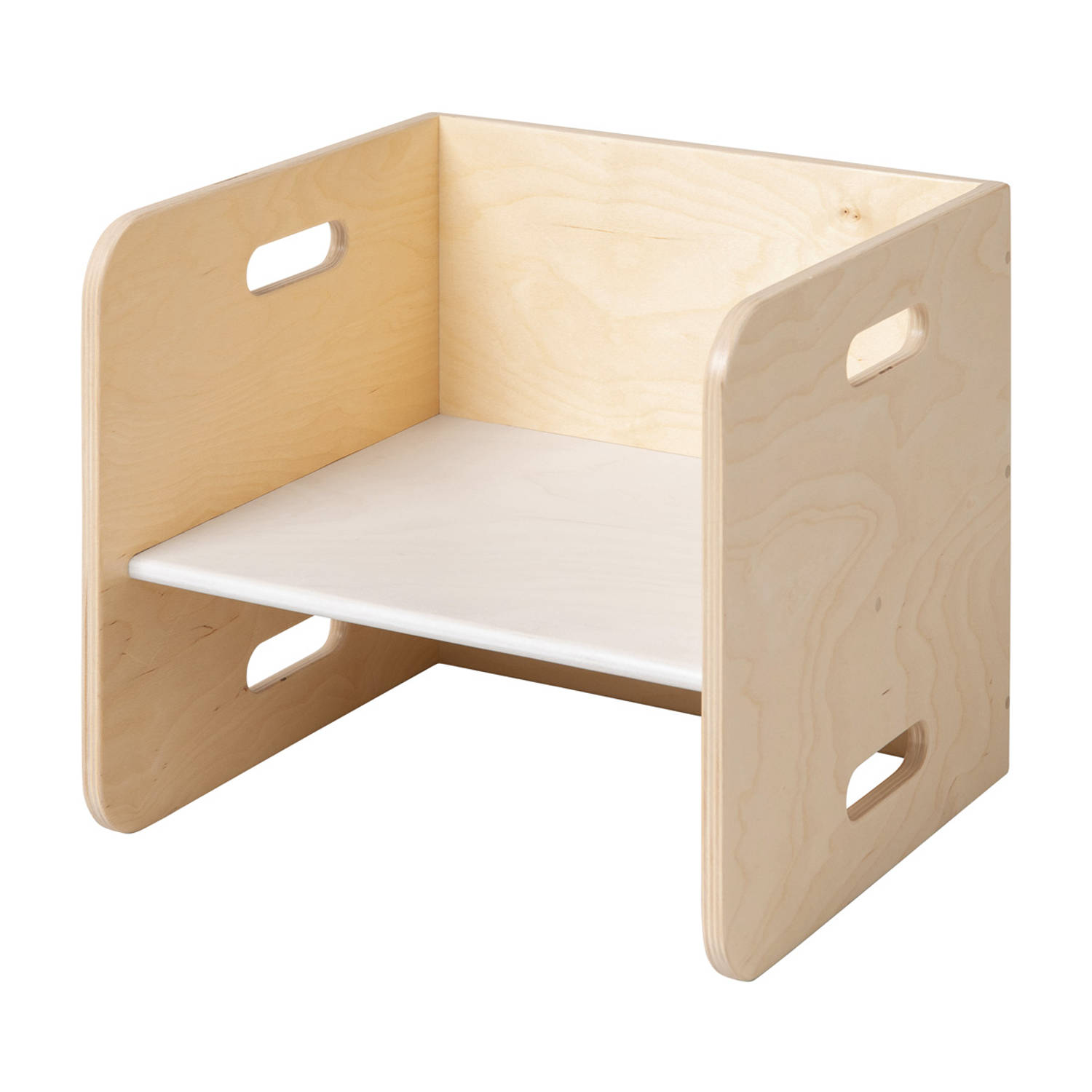 Van Dijk Toys houten kubusstoel-kinderstoel Wit 32x32x32cm vanaf 1 jaar (kinderopvang kwaliteit)