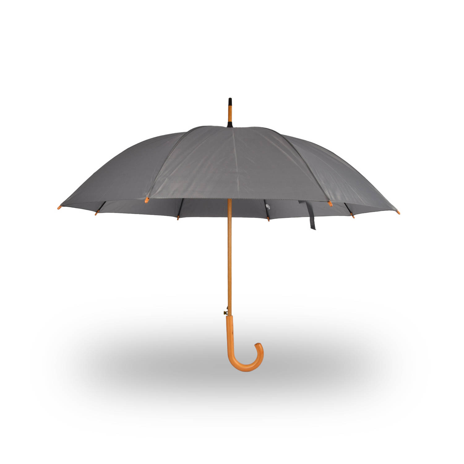 Automatische grijs paraplu met houten handvat - 102 cm - Klassieke en stijlvolle regenbescherming