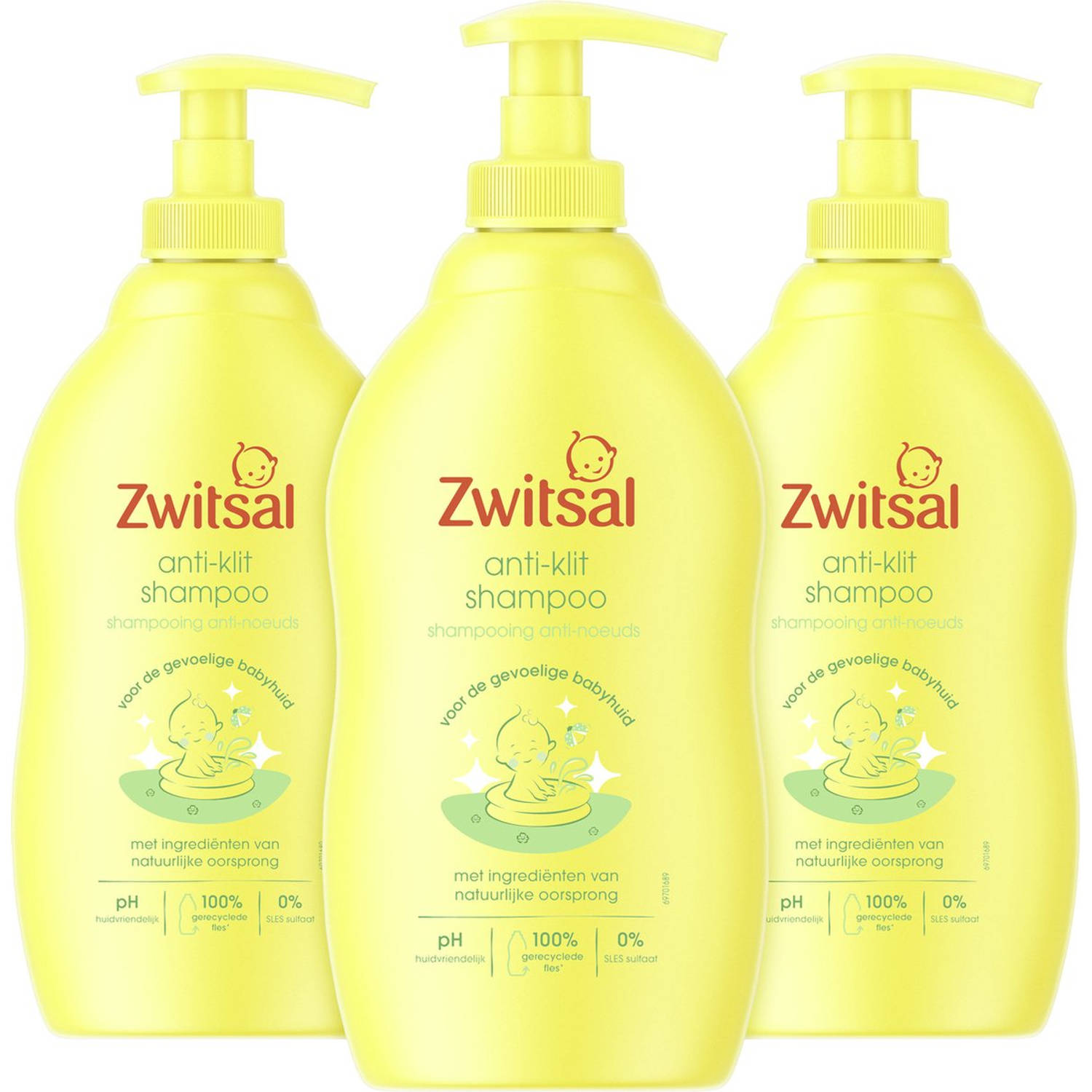 Zwitsal Baby Anti-Klit Shampoo - 3 x 400 ml - Voordeelverpakking