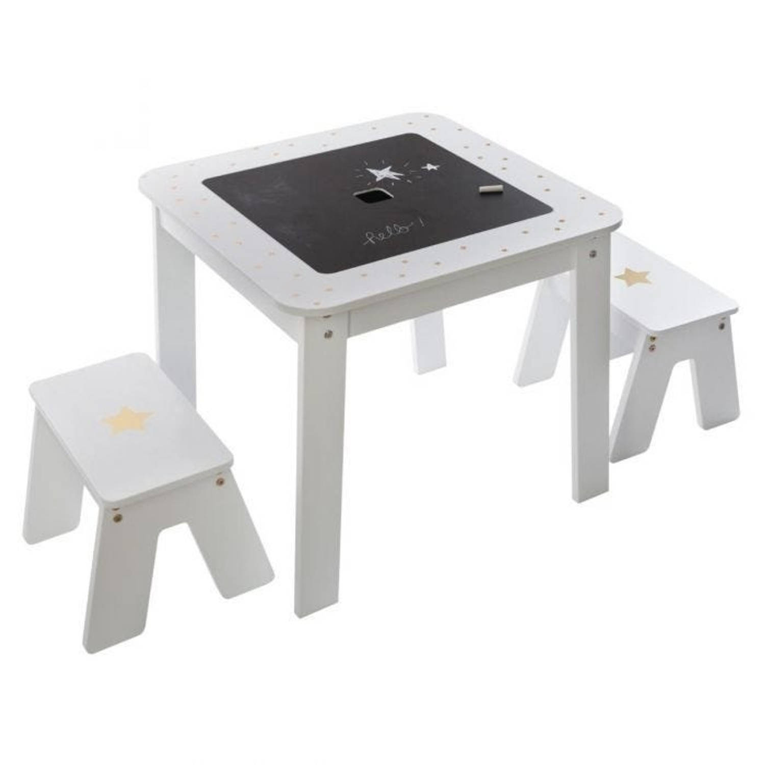 Sphera Kindertafel met 2 krukjes Wit 57x57x51 cm