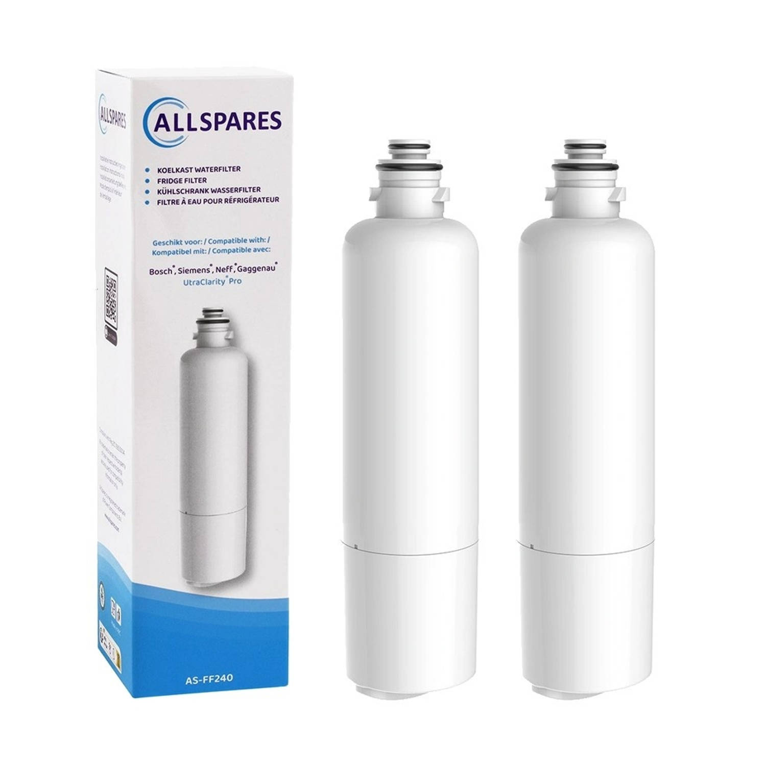 AllSpares Waterfilter (2x) voor Koelkast UltraClarityPro geschikt voor Bosch Siemens Neff 11032518 / KSZ50UCP
