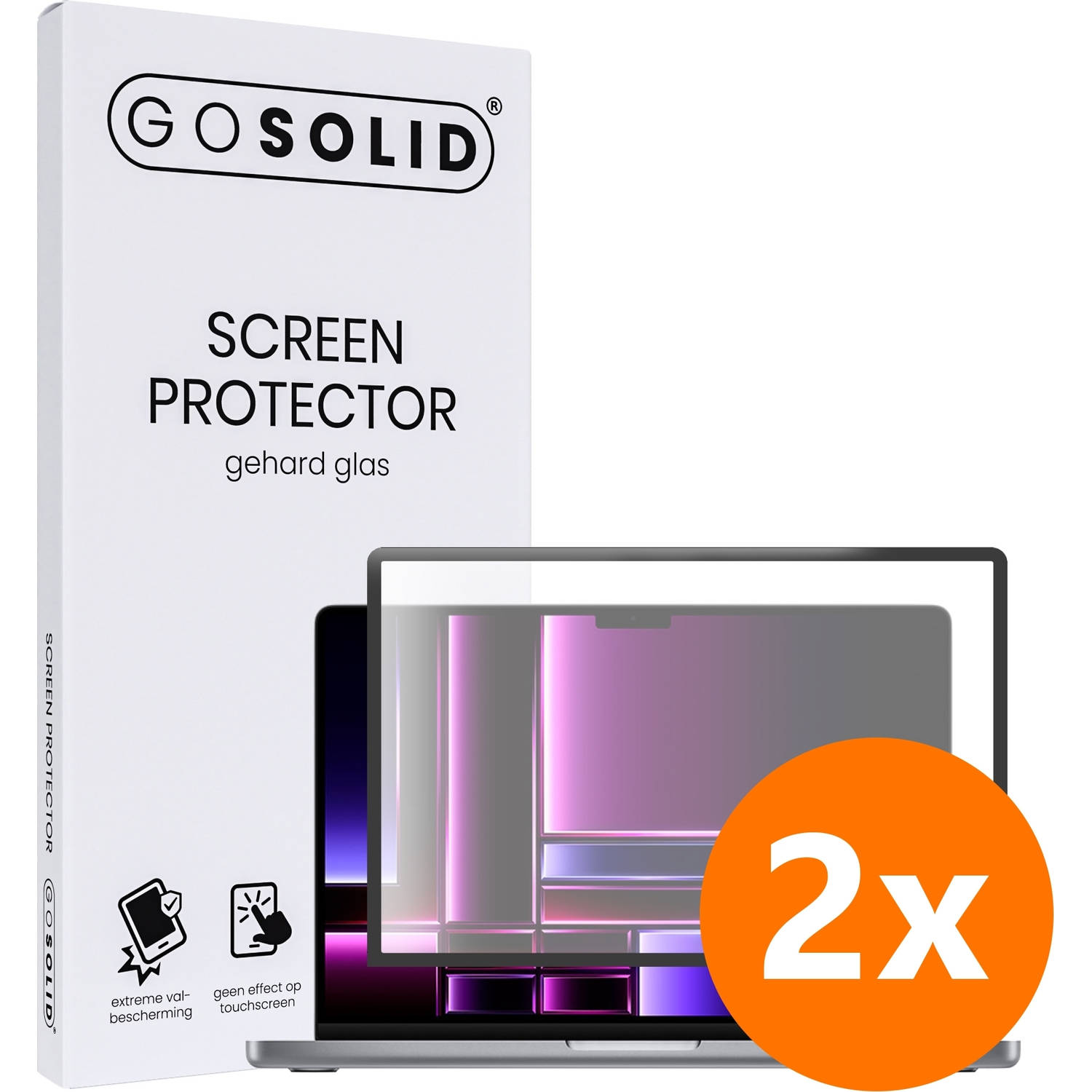 GO SOLID! Screenprotector voor MacBook pro (2021) 14,2-inch M1 Max gehard glas - Duopack