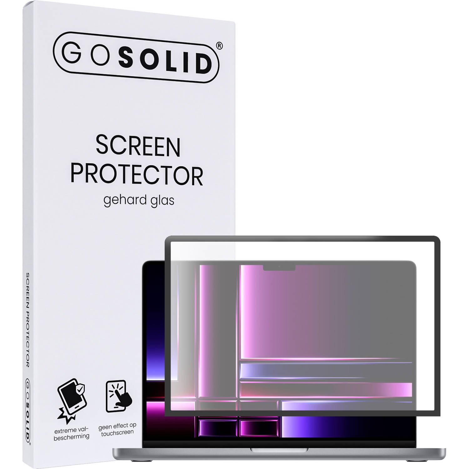 GO SOLID! Screenprotector voor MacBook pro (2021) 14,2-inch M1 Max gehard glas