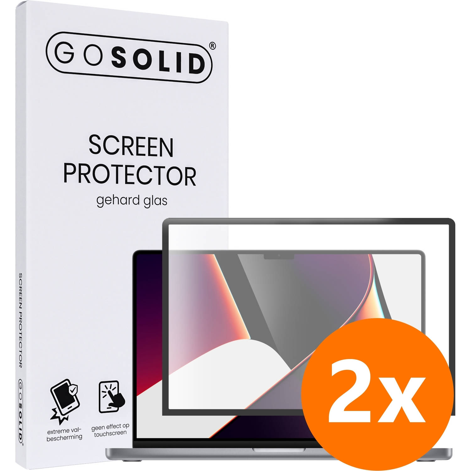 GO SOLID! screenprotector voor MacBook Pro 16,2-inch gehard glas - Duopack