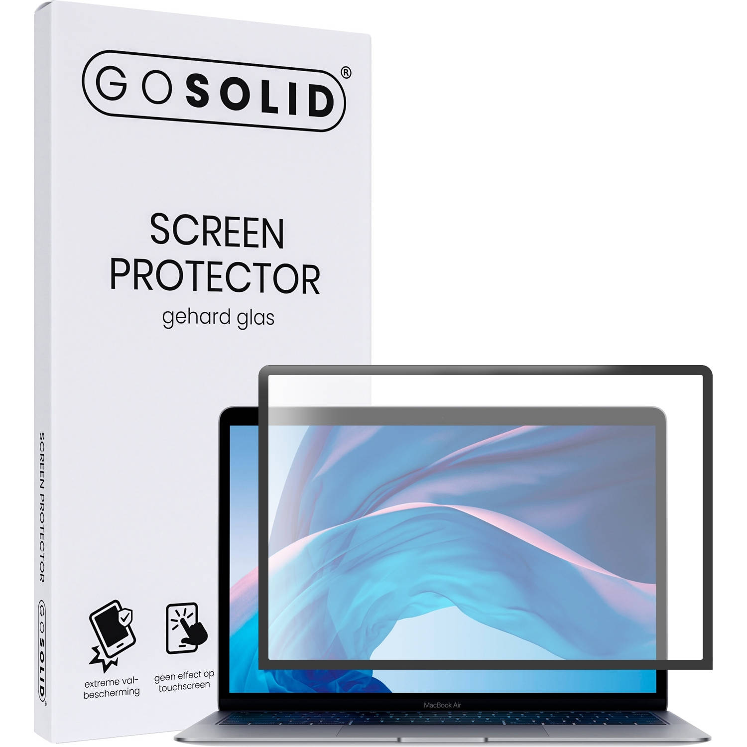 GO SOLID! Screenprotector voor MacBook Air M1 13,3-inch gehard glas