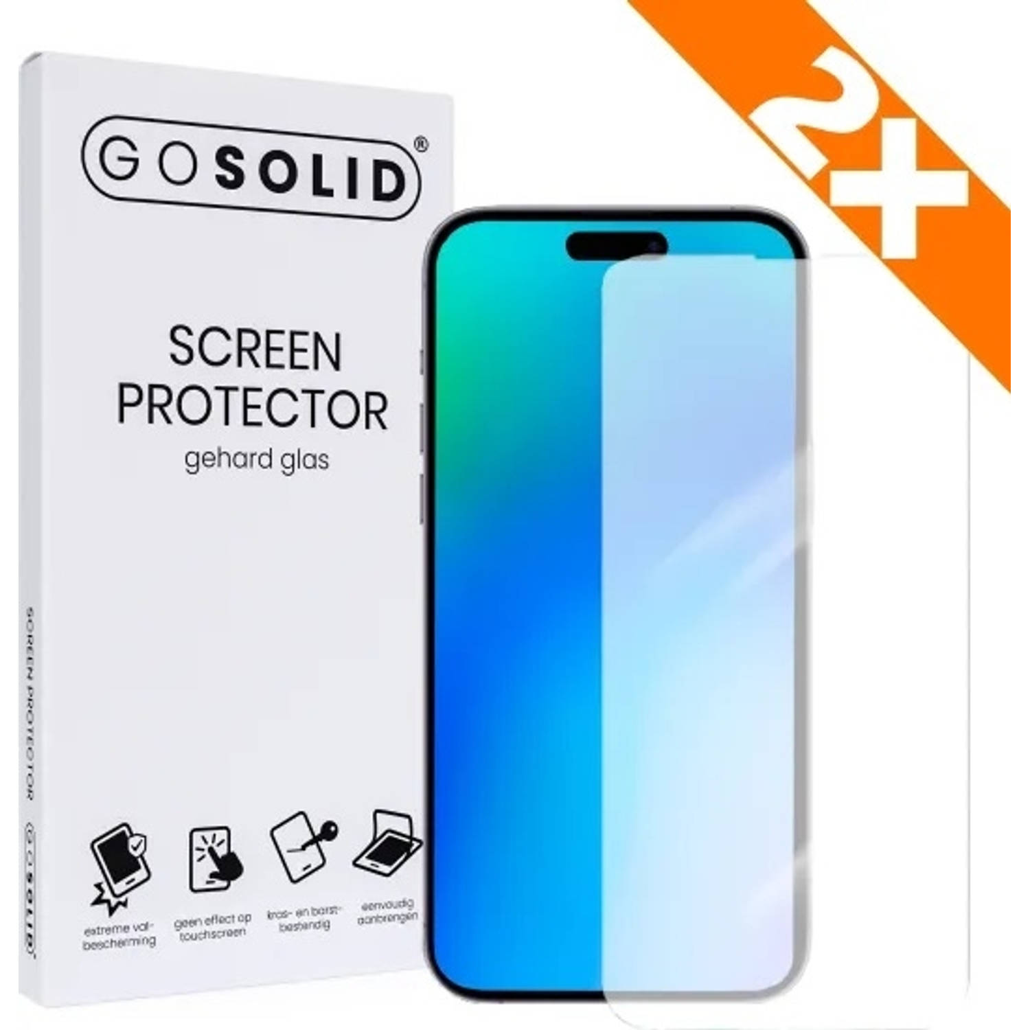 GO SOLID! Apple iPhone 15 Plus screenprotector gehard glas Duopack