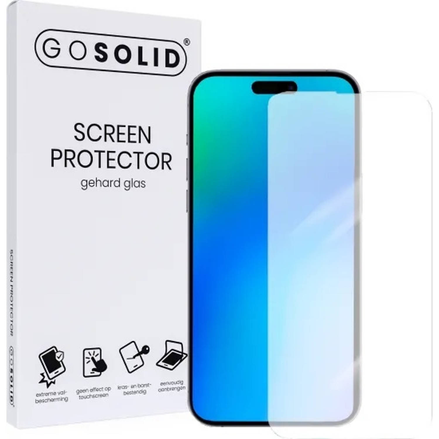 GO SOLID! ® Screenprotector iPhone 15 - Apple - gehard glas