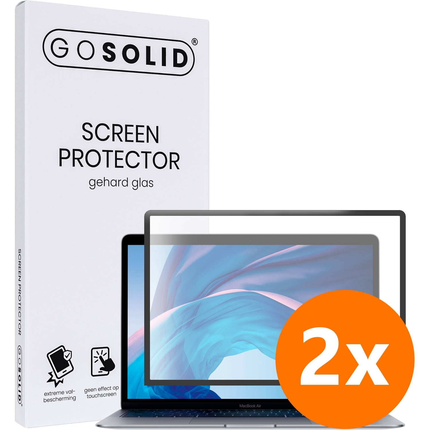 GO SOLID! Screenprotector voor MacBook Air M1 13,3-inch gehard glas Duopack