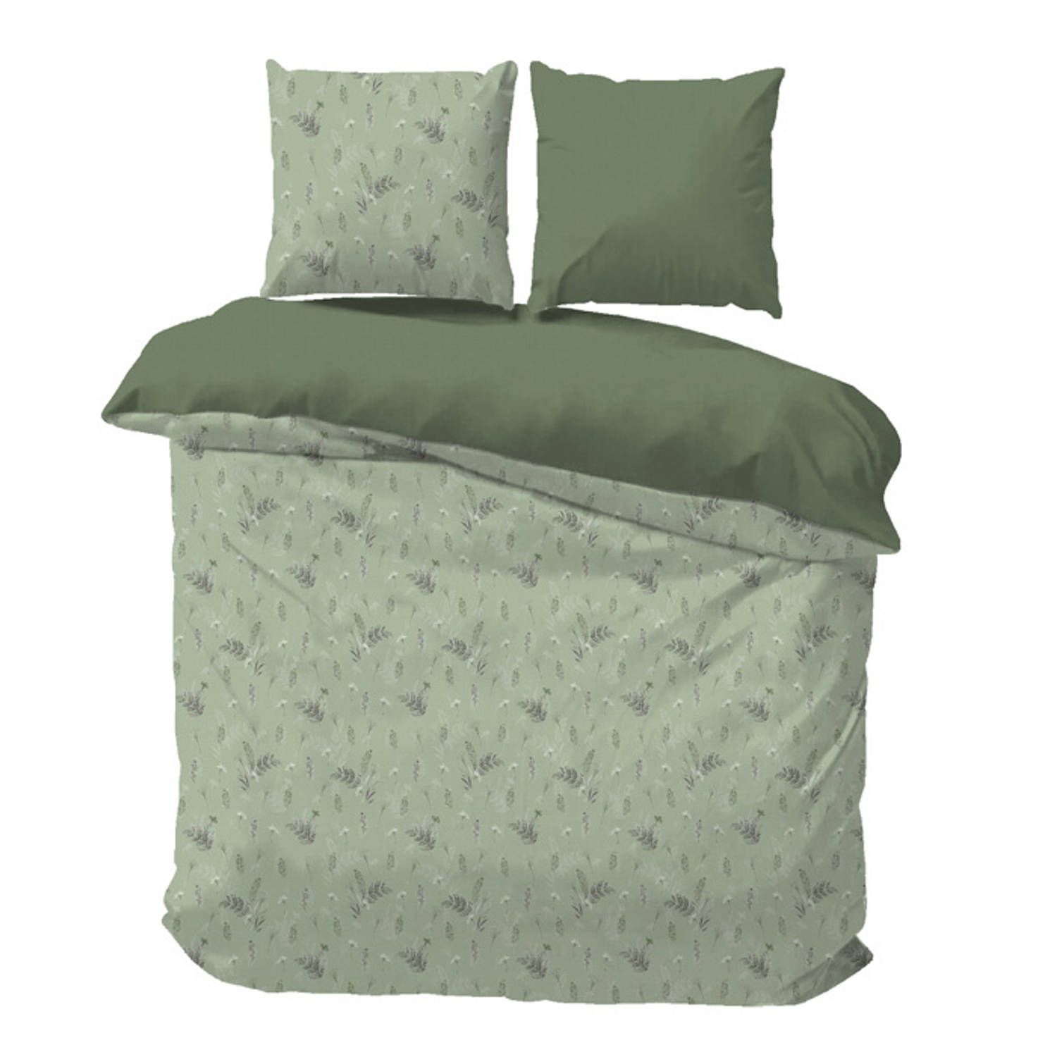 iSleep Dekbedovertrek Debby - Eenpersoons - 140x200/220 cm - Groen