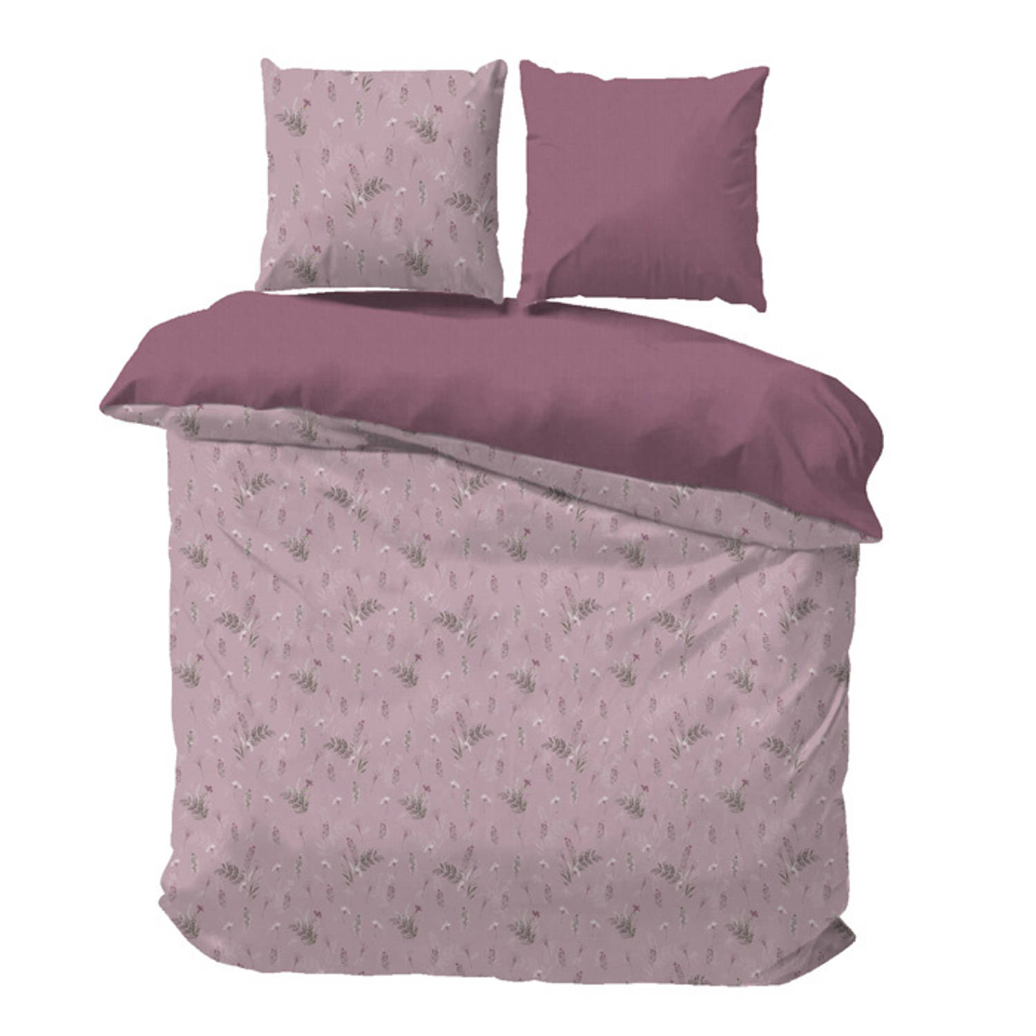 iSleep Dekbedovertrek Debby - Eenpersoons - 140x200/220 cm - Roze