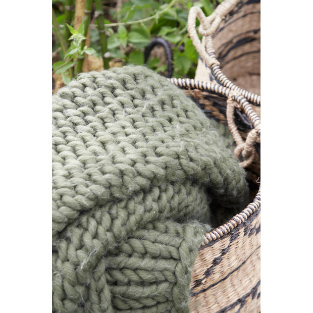 Light&living Plaid 152x127 cm KNITTED olijf groen