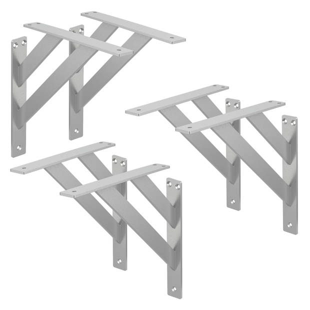 ML-Design 6 stuks plankdrager 240x240 mm, zilver, aluminium, zwevende plankdrager, plankdrager, wanddrager voor