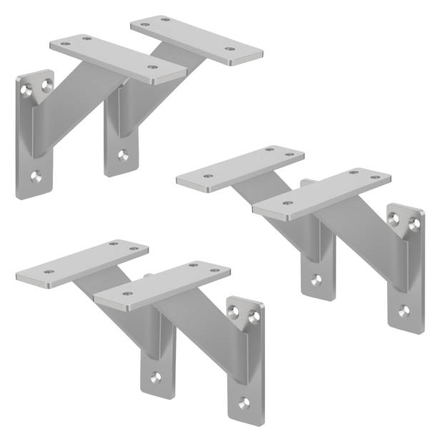 ML-Design 6 stuks plankdrager 120x120 mm, zilver, aluminium, zwevende plankdrager, plankdrager, wanddrager voor
