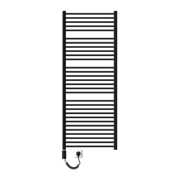 Badkamerradiator Sahara 750x1800 mm zwart mat gebogen met zijaansluiting LuxeBath