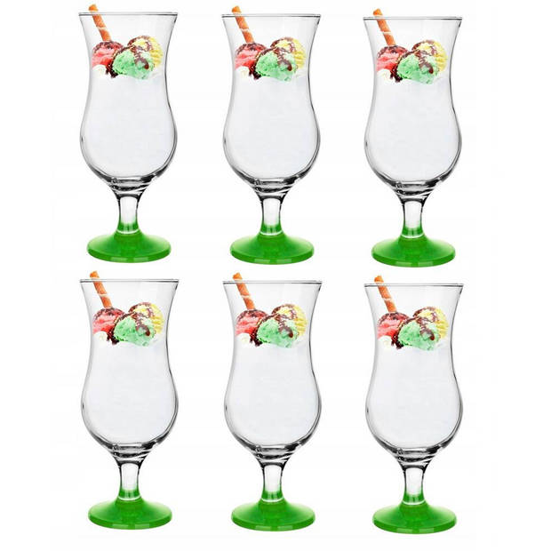 Glasmark Cocktail glazen - 6x - 420 ml - groen - glas - pina colada glazen - Cocktailglazen