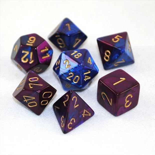 Chessex Gemini Blauw-Paars/goud Polydice Dobbelsteen Set (7 stuks)