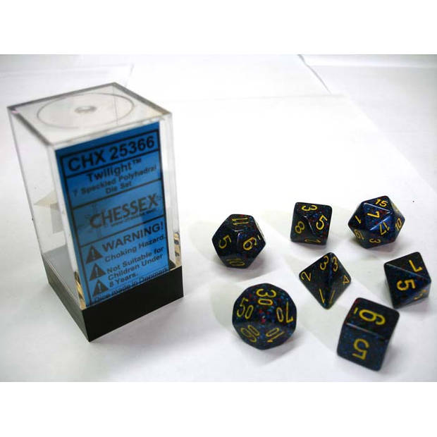 Chessex Twilight Gespikkelde Polydice Dobbelsteenset (7 stuks)