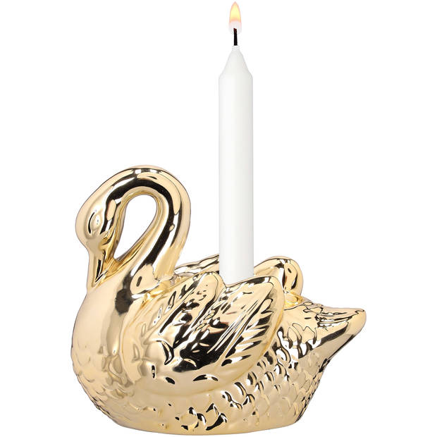 Blokker kandelaar Swan - goud