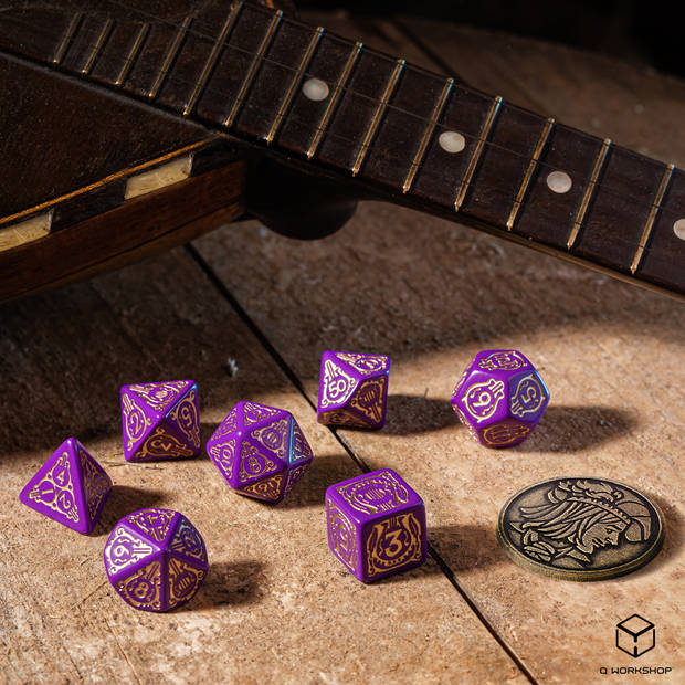 Q-Workshop The Witcher Dice Set - Dandelion - Burggraaf de Lettenhove (7 stuks + coin)