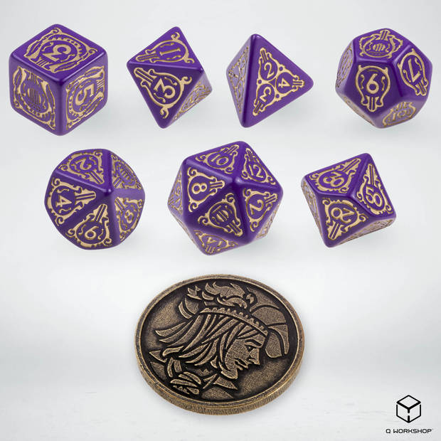 Q-Workshop The Witcher Dice Set - Dandelion - Burggraaf de Lettenhove (7 stuks + coin)